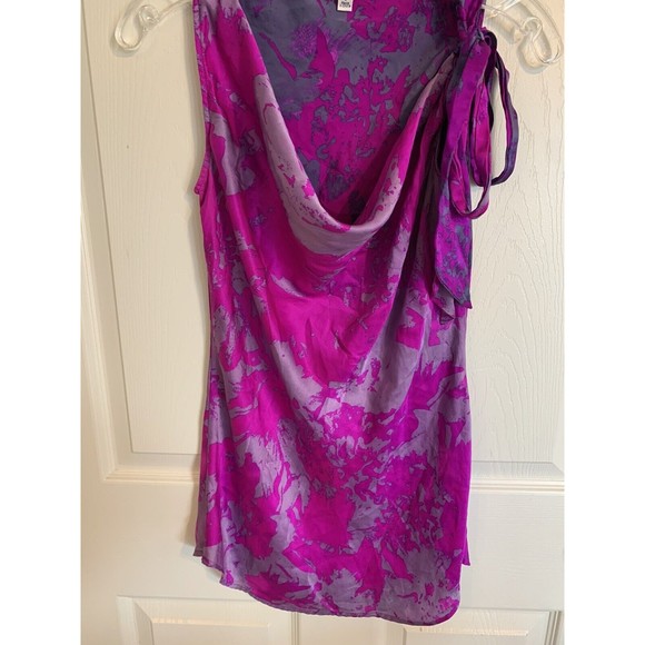 CAbi Top Size small Pink Purple Abstract Sleeveless Silk Blouse Career Dressy - Picture 7 of 15